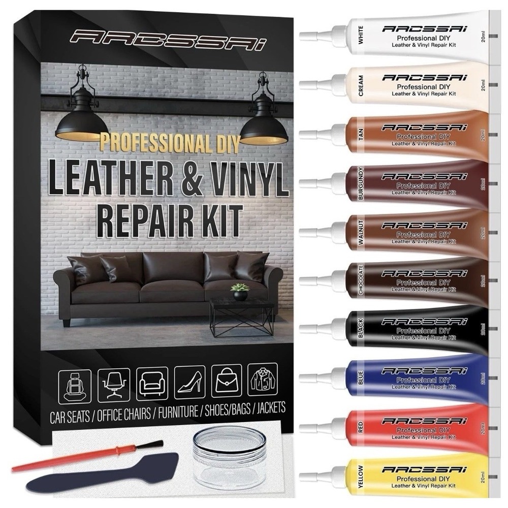 Leather & Vinyl Repair Kit for Sofa, Jacket, Car Seats & Purse‎ 10 Colors New